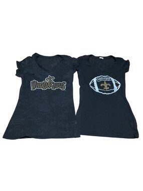 New Orleans Saints NFL Football T-Shirts Sz L Black Burnout Semi Sheer USA Made